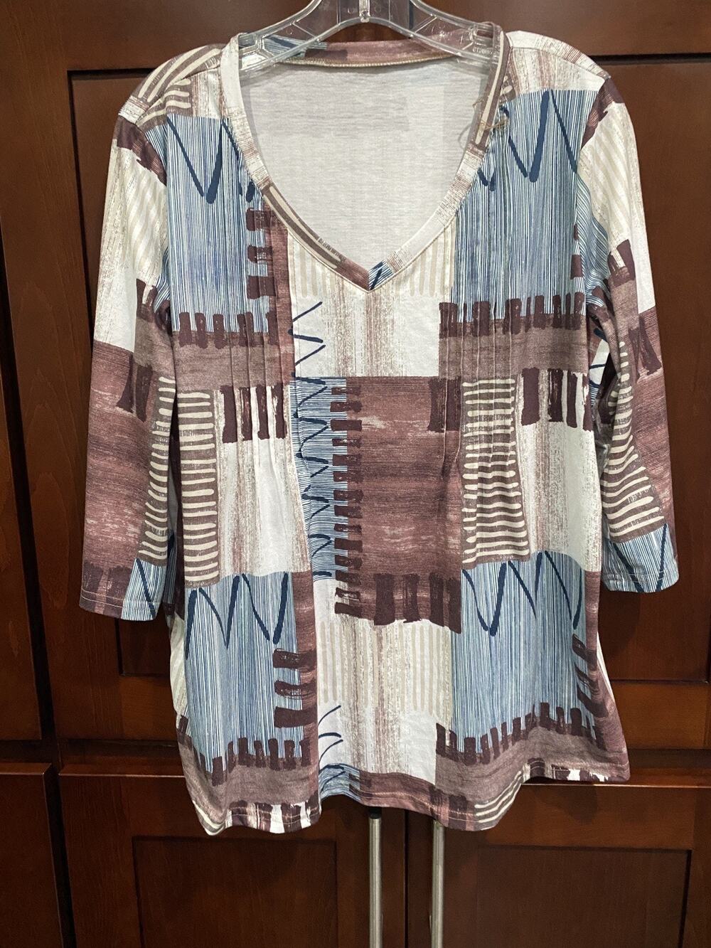 Romanstii Women's Tunic Bohemian Floral Print Long Sleeve V-Neck XL!